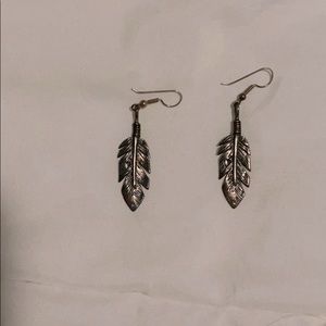 Silver feather earrings